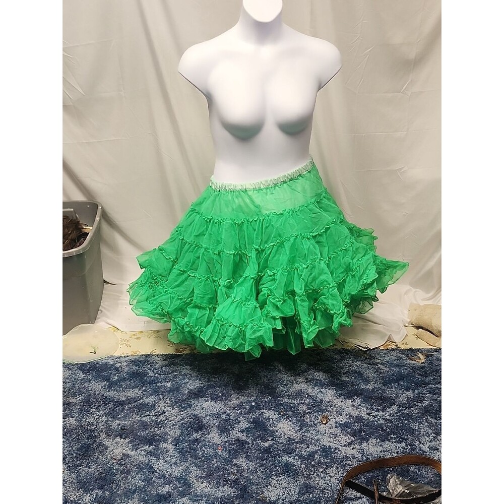 Green Ruffled Square Dance  Tiered Skirt - Women